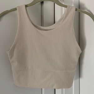 Cream ribbed crop top